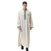 Vêtements ethniques Men arabe Dubaï Cotton Mens Thobes Forme à manches longues Robe musulman
