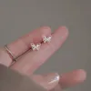 Stud Een Paar Verzilverde Oor Piercing Sieraden Romantische Zirkoon Bloem Vlinder Stud Oorbellen Voor Vrouwen Meisje Tiener Sieraden Accessoires 230921