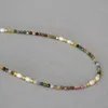 4mm retro color tourmaline white freshwater rice pearl beads simple versatile necklace clavicle chain female 40cm