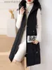 女性のベスト韓国のカジュアルな新しい秋のファッションコットンパッド入りアウターウェアベストダウンコートノースリーブ女性フード付き長いパフウェストコートL230922