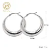 Zhijia rostfritt stål smycken örhänge tjock avslappnad enkel rund liten silverhoppörhängen för kvinnor 251U