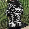 Suéteres masculinos com capuz suéter cardigan 2023 outono e inverno nova moda médio longo impresso casual suéter de tamanho grande l230922