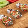 Plates 2 Pcs Oyster Dish Bandejas Para Comida Dipping Bowls Unique Sauce Dishes Stainless Steel Reusable