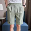 Herren-Shorts, lässig, mit Falten vorne, Sommer, knielang, Bermudas, kurz, einfarbig, Arbeitskleidung, Kleidung, atmungsaktiv, 36