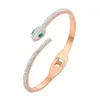 Bangle Sparkling Snake Head Stainless Steel Spring Bracelet for Women 230922