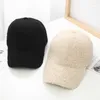 Ball Caps Autumn Winter Warm Baseball Cap Solid Color Lamb Wool Women Lady Outdoor Sun Visor Hat Thick Plush Hats