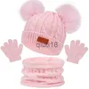 Beanie/Kafatası Kapakları 3pcs Bebek Şapka Eşarp Kış Örgü Pamuk Türük Kapağı Çocuklar İçin Erkek Kız Bebek Kılavuzu Bonnet Eşarp Set Sıcak Aksesuarlar X0922