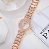 Relojes de pulsera 2023 Mujeres Reloj de lujo Diamante Cristal Dial Reloj de pulsera Correa de acero inoxidable Relojes Cuarzo Vintage Relojes pequeños Reloj Dama