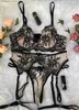 Soutien-gorge Ensembles Mirabelle Fantaisie Lingerie Sexy Sous-vêtements en dentelle 3 pièces Soutien-gorge transparent et culotte Ensemble Jarretières non censurées Luxe Intime Q230922