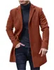 Herren Wollmischungen 2023 Herbst Winter Langarm Revers Einreiher Jacke Woll Feste Knopfmäntel Lässige Lose Männer Einfache Jacken 230921