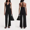 Women's Tanks Design Women Fashion Black Wool Silk Knitted Suspender Deep V-neck Top Lady Sexy Backless Off Shoulder Vest Unique Shirts