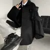 Womens Wool Blends Streetwear Woolen Coat Mens Women Autumn Winter Minority Lapel Jacket American Retro Loose Casual Asymmetrical 230921