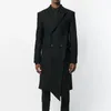 Misturas de lã masculina casaco longo irregular duplo breasted personalizado fino ajuste preto simples lazer moda tamanho grande primavera 230921