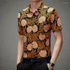 Männer Casual Hemden Männer Mercerisierte Baumwolle Floral 2023 Sommer Kurzarm Männlich Kleid Hemd Mode Druck