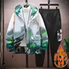 Men's Tracksuits Winter 2023 Youth Plush And Thick Hooded Outdoor Cotton Jacket Retro Long Sleeve Pocket High Waisted Pants Set