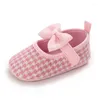 Primi camminatori Primavera Autunno Bambino Scarpe da bambino Carino Fiocco Plaid Principessa Bambini Gilrs Traspirante Festa di ballo 6 12 18M