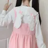 Abiti casual Giappone Autunno Kawaii Lolita Abito a due pezzi Cosplay Loli Bow Ears Camicia Sweet Girl Senza maniche Ruffles Abito con bretella