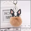 Jóias Chaveiros Mulheres Cão Faux Fur Pompom Alta Qualidade Elegante Fluffy Plush Chaveiros Titular Charme Pingente Keyr Mjfashion Drop Deliv Dhq6c