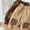 Pantaloni Pantaloni casual con toppe per bambini per vestiti da ragazzo Moda coreana in peluche