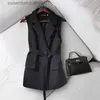 Women's Vests #5113 Black Outerwear Vest Coat Women With Belt Office Waistcoat Female Sleeveless Jacket Double Breasted Woman Vest Outerwear L230922