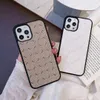 Telefonfodral i toppklass Designer för iPhone 15 14 13Pro 12 12Pro 11 Pro X Xs Max XR 8 7 Plus Pu Leather Back Letter Floral Print Case TPU Luxury Cover