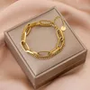 Bangle Trendy 2023 roestvrij staal goudkleurige armband voor vrouwen kettinglaag Boho hart charme cadeau Acier Inoxydable Femme 230922