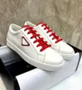 Luxury 23SS White Leather Calfskin Borsted Sneakers Shoes High Quality Brands Comfort Outdoor Triangle Trainers Men's Casual Walking EU38-46 Box