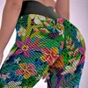 Damen-Leggings, tropische Blumen-Yogahose, bunte Blumen, sexy Push-Up-Vintage-Sport-Leggings, dehnbar, individuelle Workout-Gymnastik-Leggings