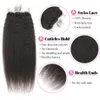 Lace Wigs Yaki Straight 4x4 Lace Closure 100% Peruvian Human Hair With Closure Remy Kinky Straight Lace Closure Natural Color 14 16inch 230921