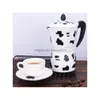 Cafeteiras Vaca Impressa Fabricante Liga de Alumínio Moka Pot Espresso Mocha Latte Percolator R9JC 210330 Drop Delivery Home Garden Kitchen Dh7Dn