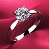 18k clássico 1 2ct banhado a ouro branco grandes anéis de diamante CZ design superior 4 pinos anel de casamento de noiva para mulheres239p