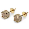 Orecchini in oro Designer Stick per uomo Donna Gioielli con zirconi cubici Accessori Hip Hop Orecchino a bottone ghiacciato2908