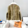 Womens Fur Faux Women Lady Suede Lamb Wool Short Jacket Female Sheep Shearling Warm Coat OverCoat JT3371 230922