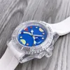 Glass Crystal Series High Quality Men's Super Luminous Casual Sports Watch Automatic Two Movement Options Sapphire Magnifying Glass Fluorine Rubber Strap