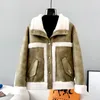 Womens Fur Faux tjock varm pellet Shearling Coat Long Winter Polyester Inner JT3365 230922