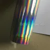 Chrome holographic silver Vinyl Sticker Air release Rainbow Car wrap foil film sign mark hologram Size1 52 20M Roll345M