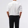 Camisas de vestido masculinas cor lisa fino ajuste formal manga longa casual festa de negócios com bolsos no peito meio botão blusa homem M-XXL