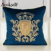 Pillow Case Aeckself Luxury European Embroidery Velvet Cushion Cover Home Decor Navy Blue Gold Beige Black Throw 230921