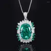 Chaînes Magnifique 13 17,5 mm Lab Créé Emerald Sapphire Pendentif 925 Argent Geniune Collier de luxe pour les femmes Anniversaire Cadeau Petite amie