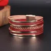 Link Bracelets Wholesale Bohemian Multi-Layer Bracelet Bangle Ethnic Style Golden Copper Tube Women's Magnetic Snap