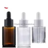 Packing Bottles Wholesale 30Ml Glass Bottle Flat Shoder Frosted/Transparent/Amber Round Essential Oil Serum With Glasses Dropper Cosme Dhfcg