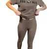 Designer 2023 Silm Hosen Anzug Frauen Zwei Stücke Jogger Set Neue Buchstaben Gedruckt Kurzarm Sexy Mode Strumpfhosen Anzüge