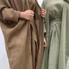 Ubranie etniczne 3PCS Muzułmański zestaw Abaya pasujący do sukienki wewnętrznej Kimono dla kobiet Niezwykle Linene Long Open Spódnica Islam Ubrania 303J