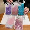 Custodie per cellulari Love Heart Liquid Glitter Custodia per cellulare Quicksand per 11 Pro Max Bling Cover posteriore per cellulare per iPhone 6 7 8 Plus X XR XS Max x0731