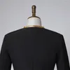 Men's Suits Mens Blazers Male Gold Edging Costumes Banquet Gentleman Groom Host Stage Chorus Jacket Black Round Collar Komplety Z Mary