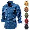 Chemises décontractées pour hommes Qualité Chemise en coton à simple boutonnage Business Mode Solide Corduroy Hommes Automne Robe Slim