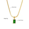 Комплект ожерелья и серег из нержавеющей стали 316L, квадратный зеленый кристалл с цирконием для женщин и девочек, модные невыцветающие ювелирные изделия, оптовая продажа