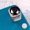 Bröllopsringar Geoki Men Vintage 925 Sterling Silver 5 CT Rund Perfekt Cut Passe Diamond Test Black VVS1 Ring Trendy Jewelry 230921