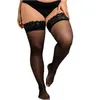 Women Socks Lace Knee Thigh High Elastic Fishnet Stockings Sexy Transparent Thin Black Stocking White Plus Size Long For Summer
