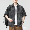 Männer Casual Hemden 3XL 4XL High Street Sommer Kurzarm Jean Männlich Hemd Plus Größe Männer Denim Plaid Herren mode Übergroße Kleidung